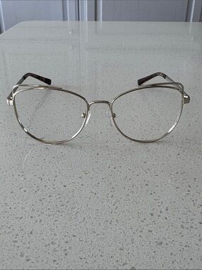 Classic Women's Gold Metal Frame Michael Kors Eyeglasses, no lenses.